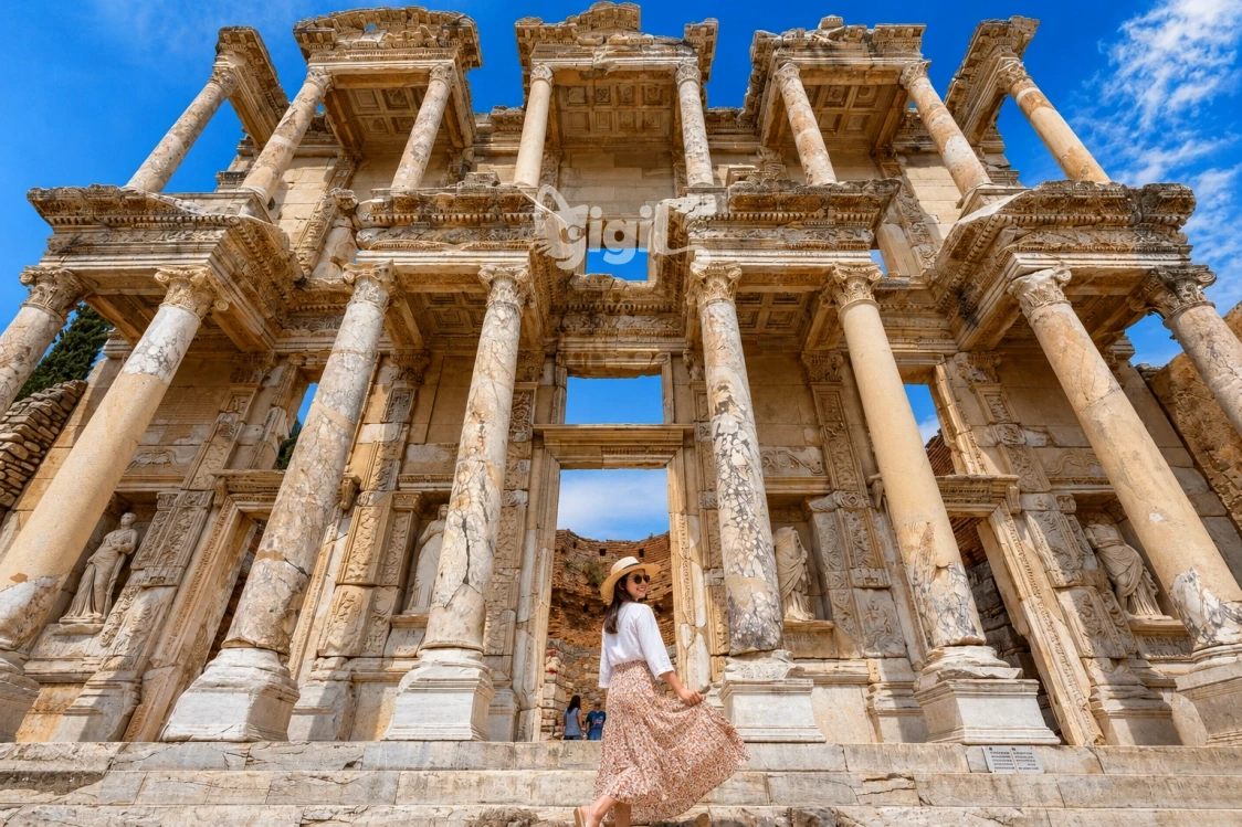 Column View at the Library of Celsus