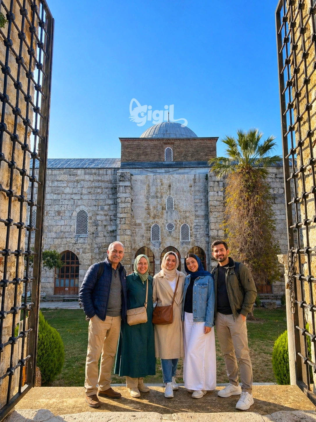 Courtyard Gate View Toward Isa Bey Mosque