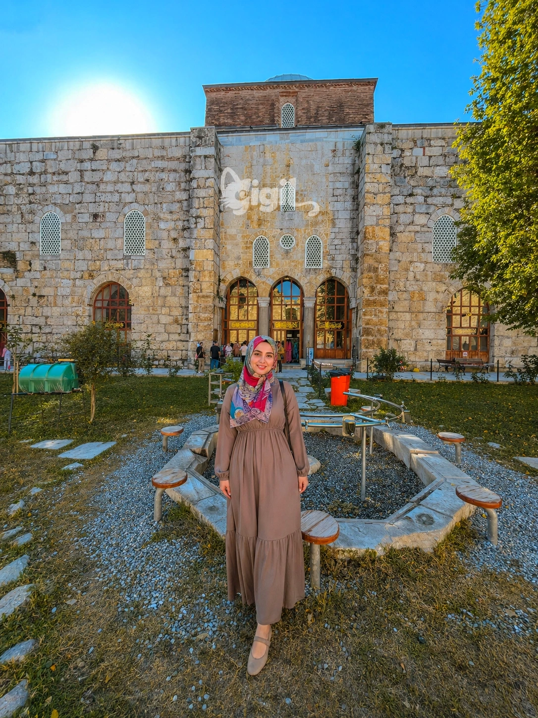 Fountain Courtyard and North Facade of Isa Bey Mosque