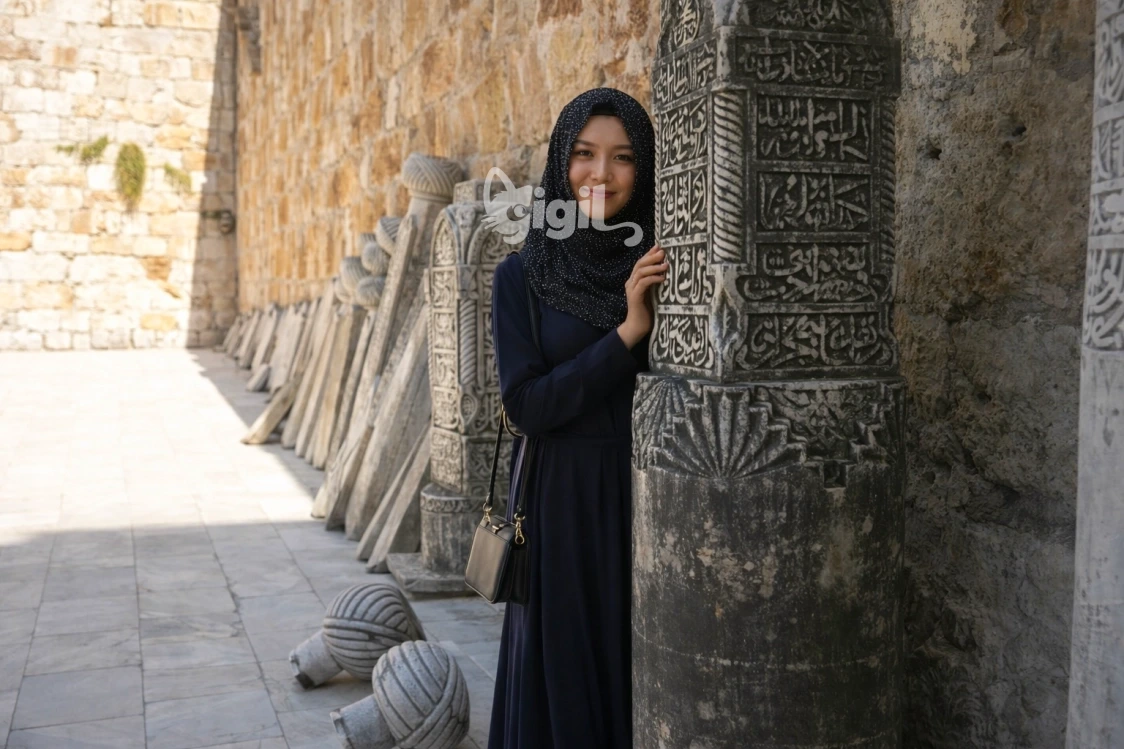 Historic Gravestones Beside Isa Bey Mosque