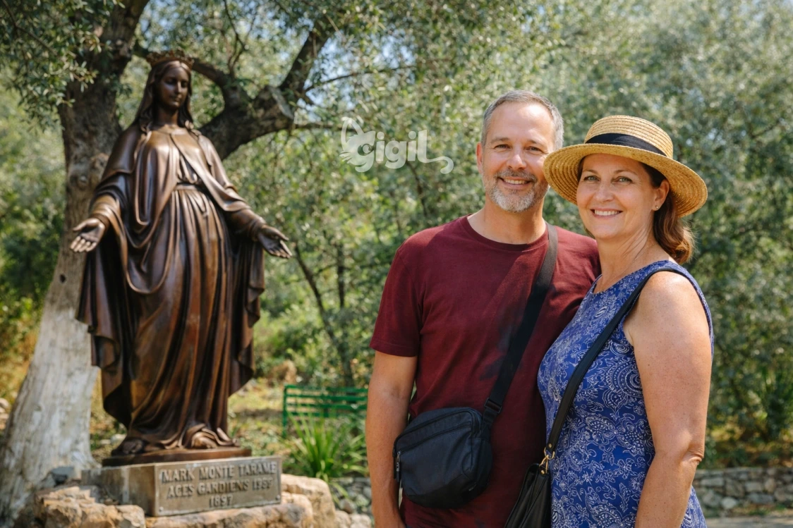 Olive Road Statue Near the House of Virgin Mary