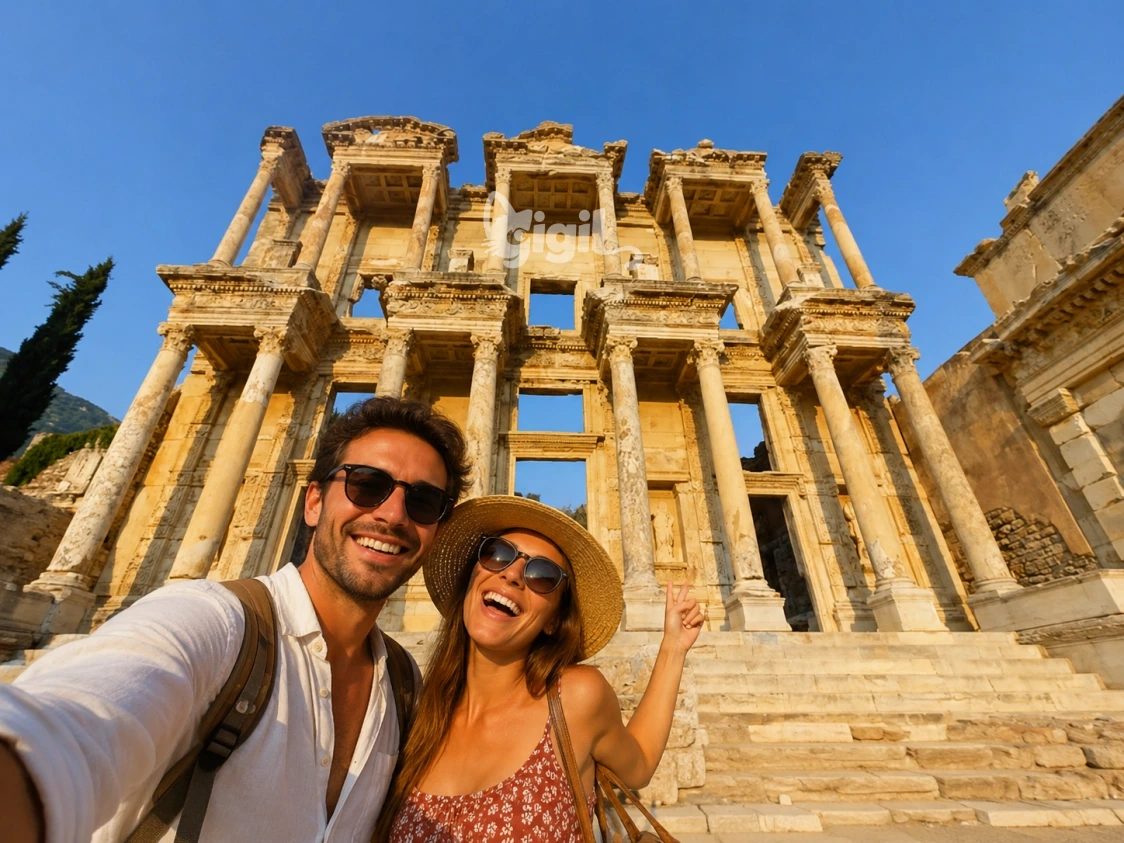 Visitor Perspective Near Celsus Library