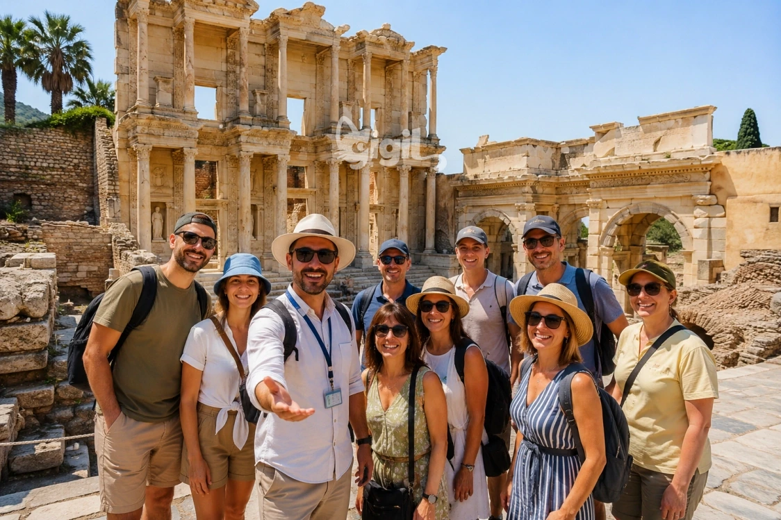 Ancient Library Scene in Ephesus