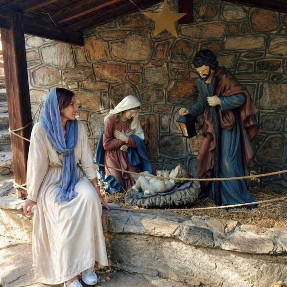 Nativity Scene Inside House of Virgin Mary