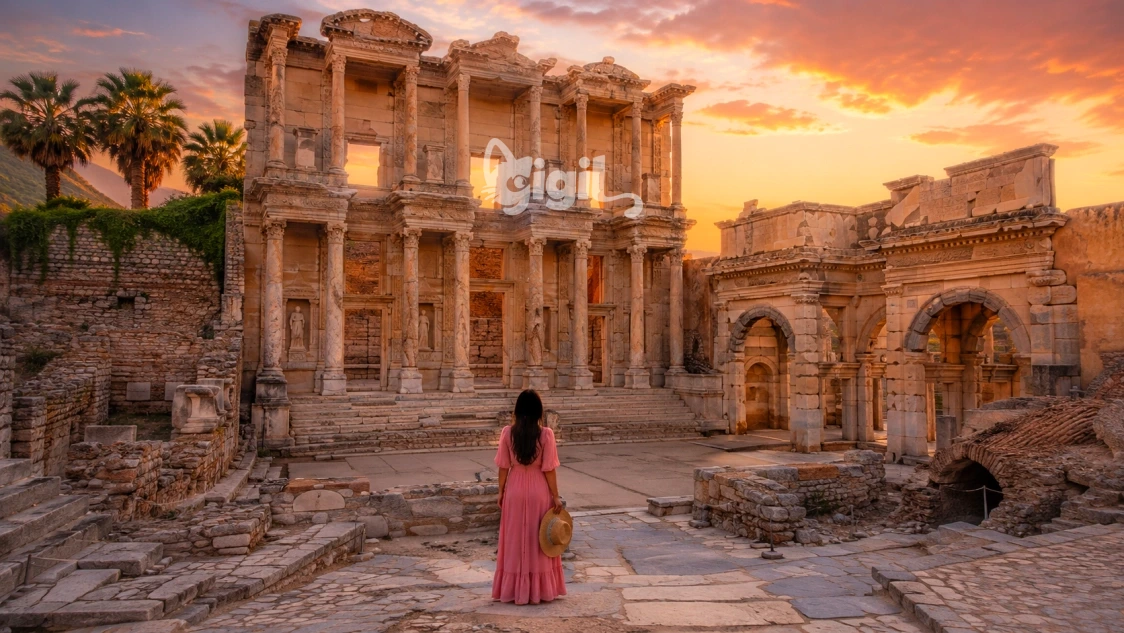 Stonework View at the Celsus Library
