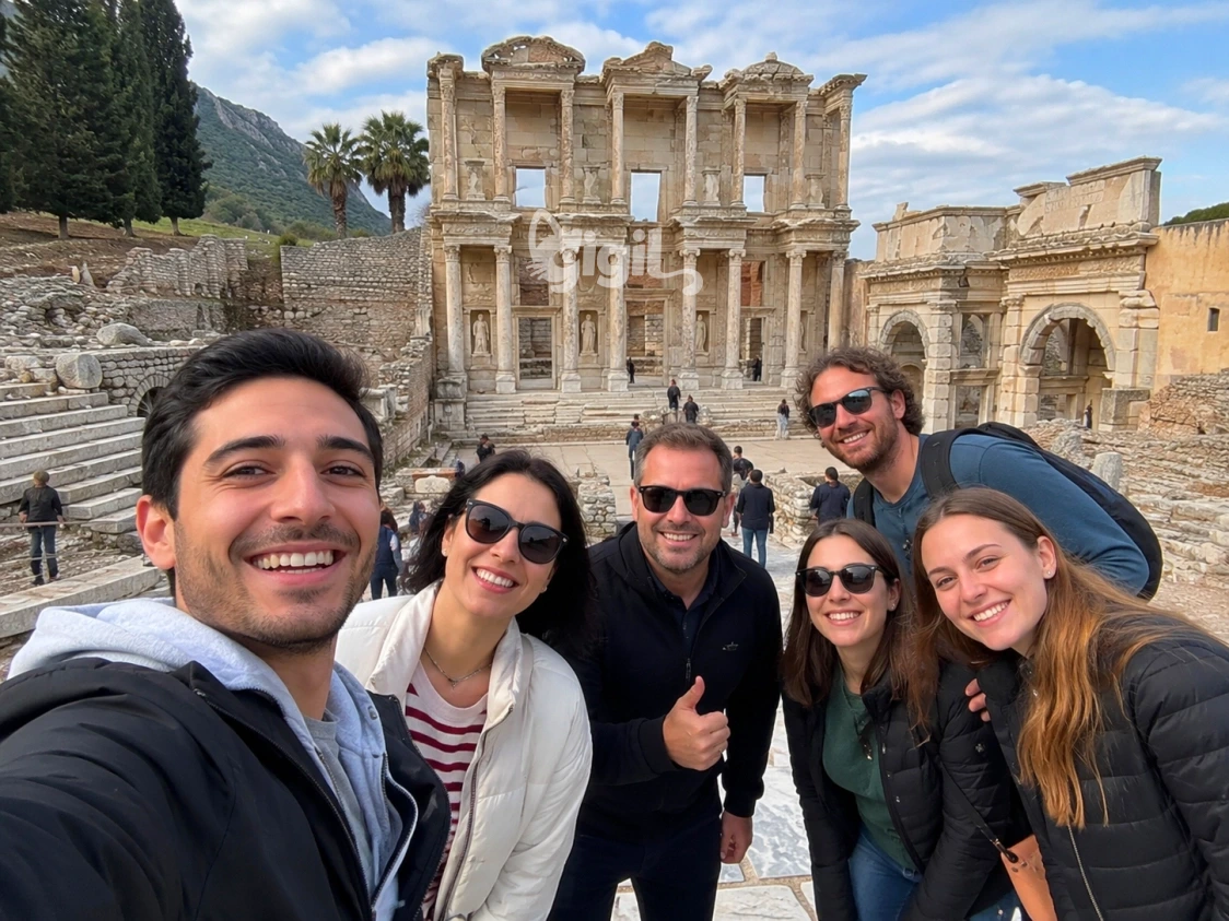 Monument Perspective at the Celsus Library