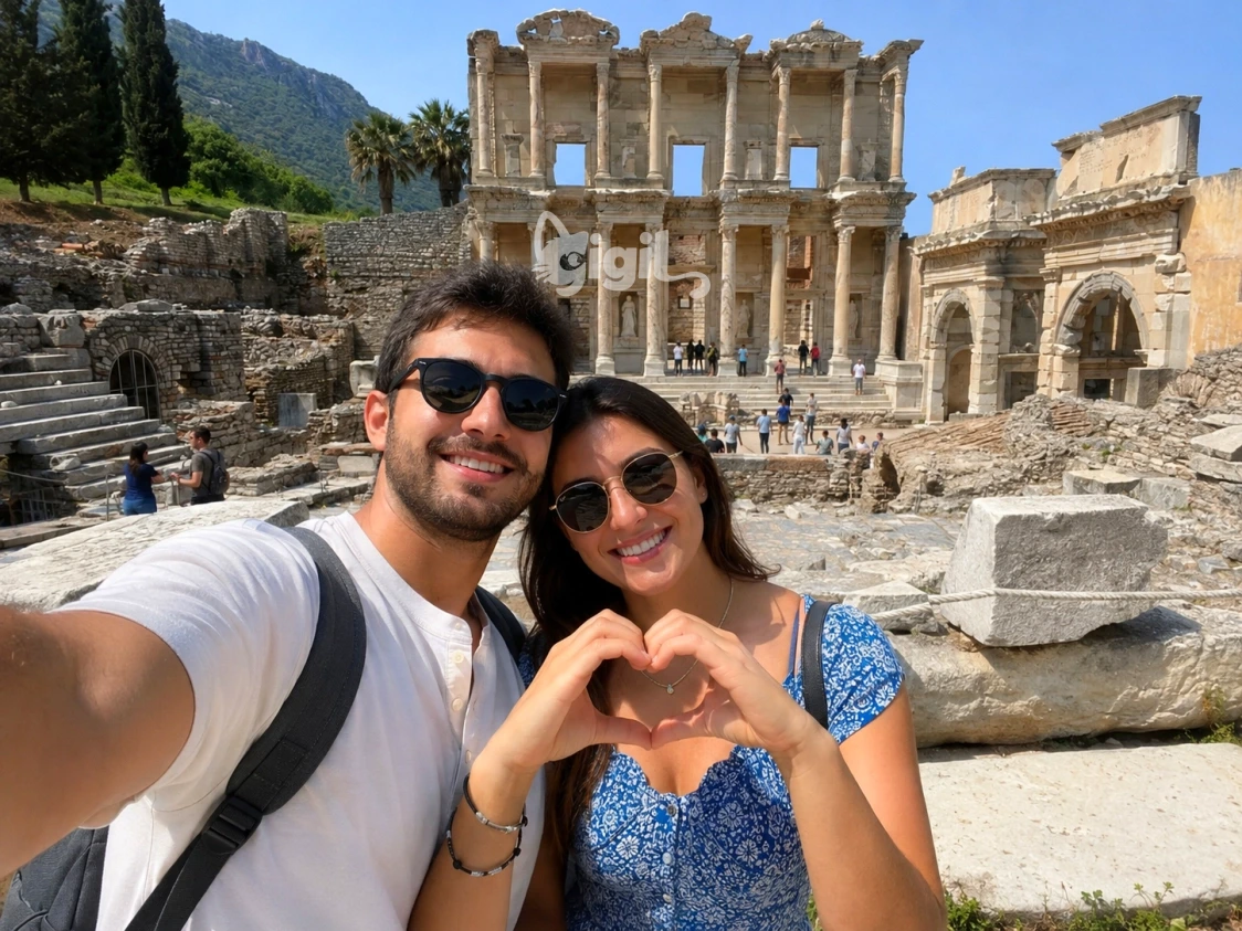 Roman City Scene Around Celsus Library