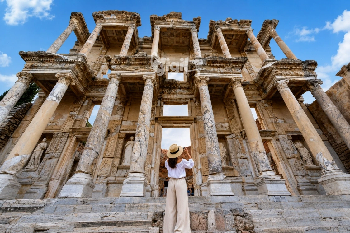 Celsus Library Visitor Scene