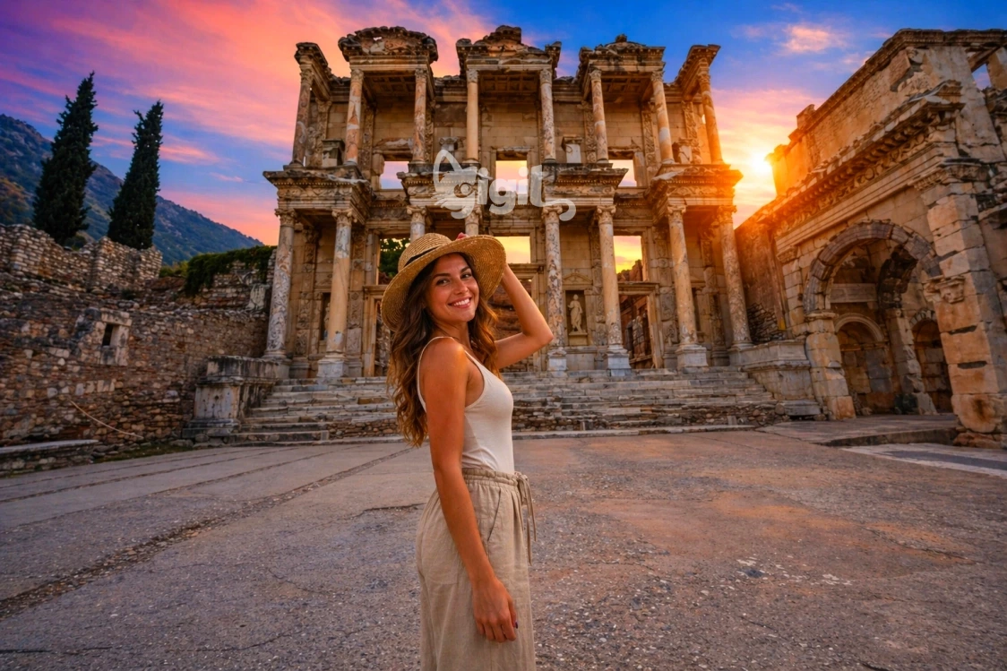 Celsus Library Facade Perspective View