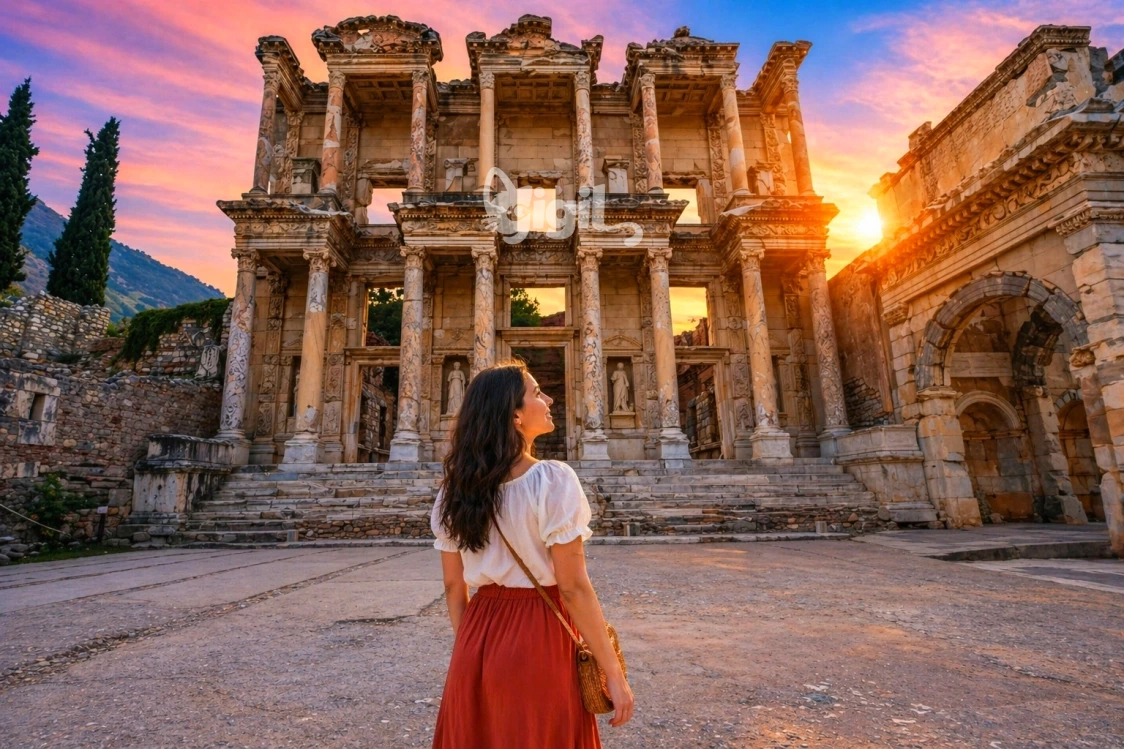Carved Stone Detail at Celsus Library