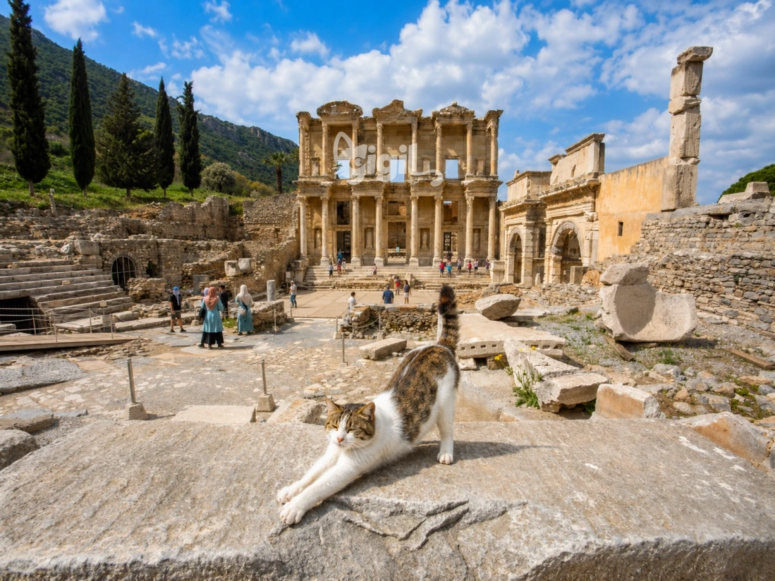 Celsus Library Visitor Scene