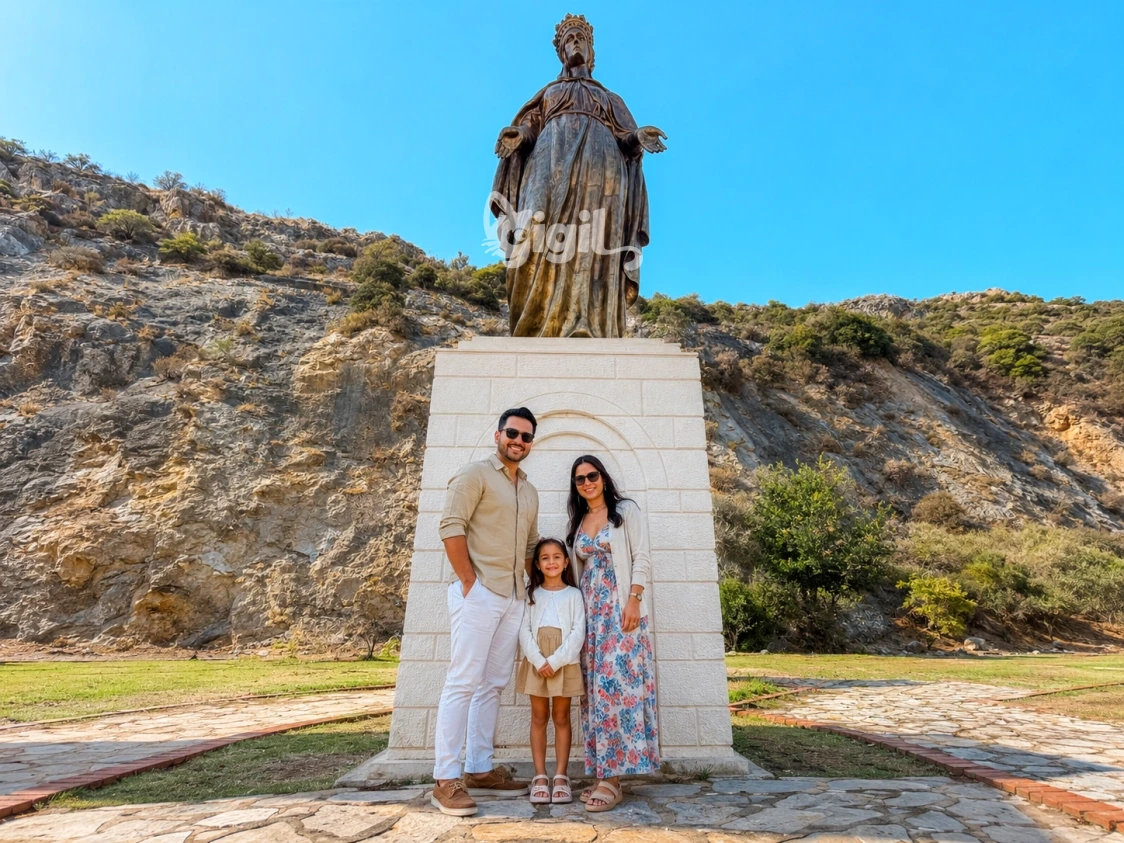 Golden Virgin Mary Statue View