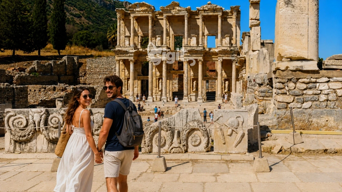Celsus Library Restored Marble Face