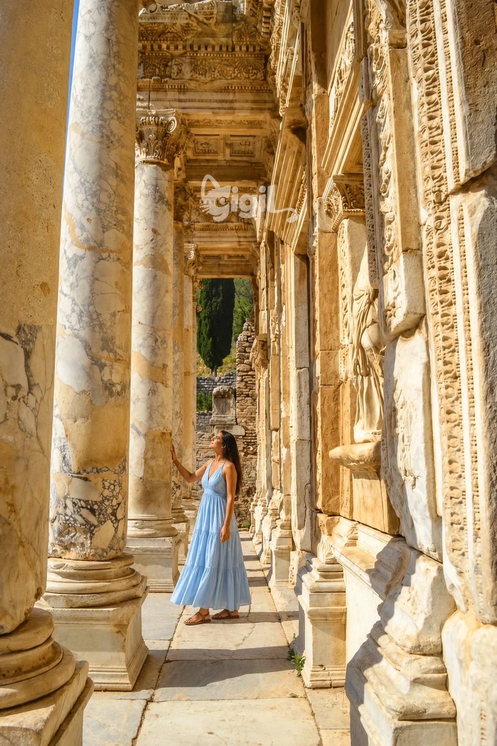 Facade Linework at Celsus Library