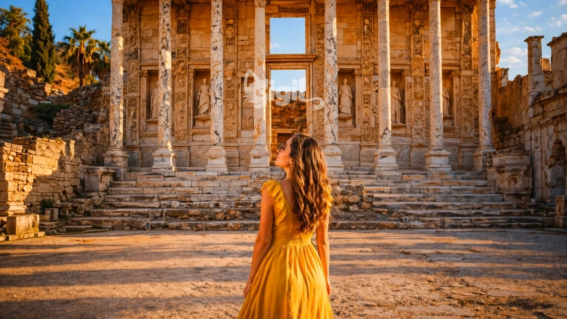 Restoration Detail on Celsus Library