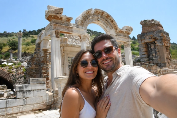 Temple of Hadrian Visitor Angle