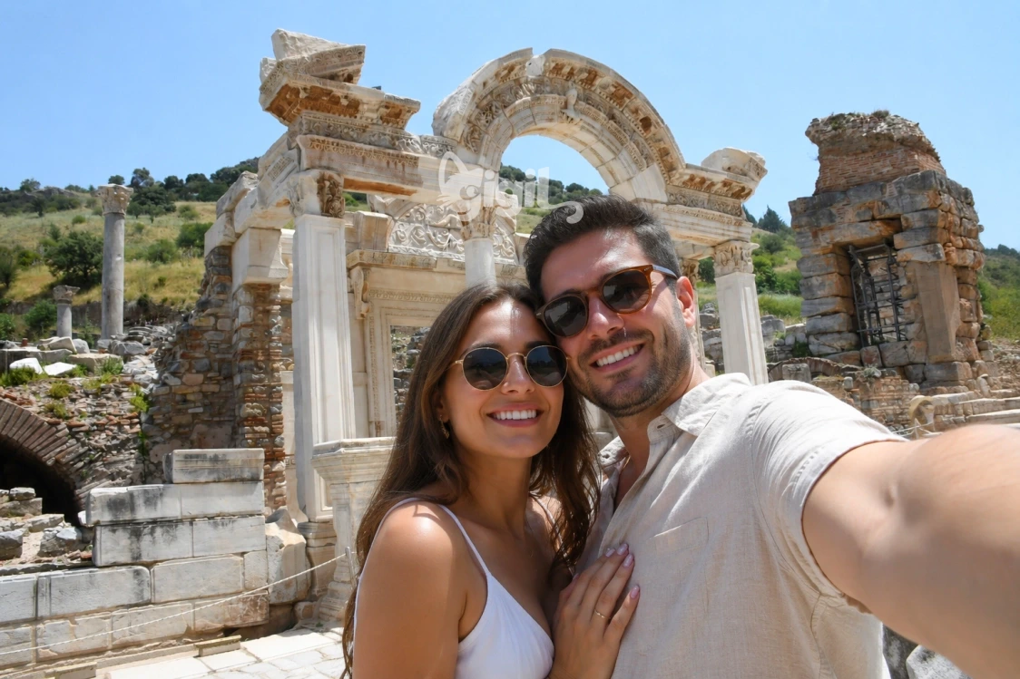 Temple of Hadrian Visitor Angle