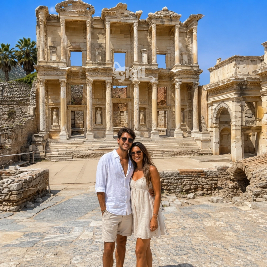 Historic Facade View of Celsus Library