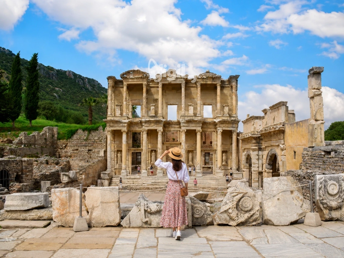 Restored Celsus Library Stone Front