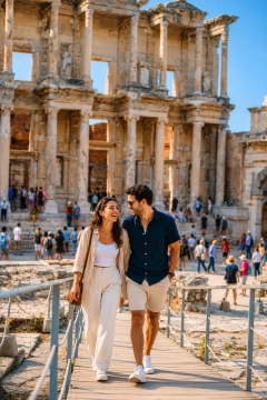 Overnight Bus Ephesus Ancient City & St. John Basilica Group Package from Side