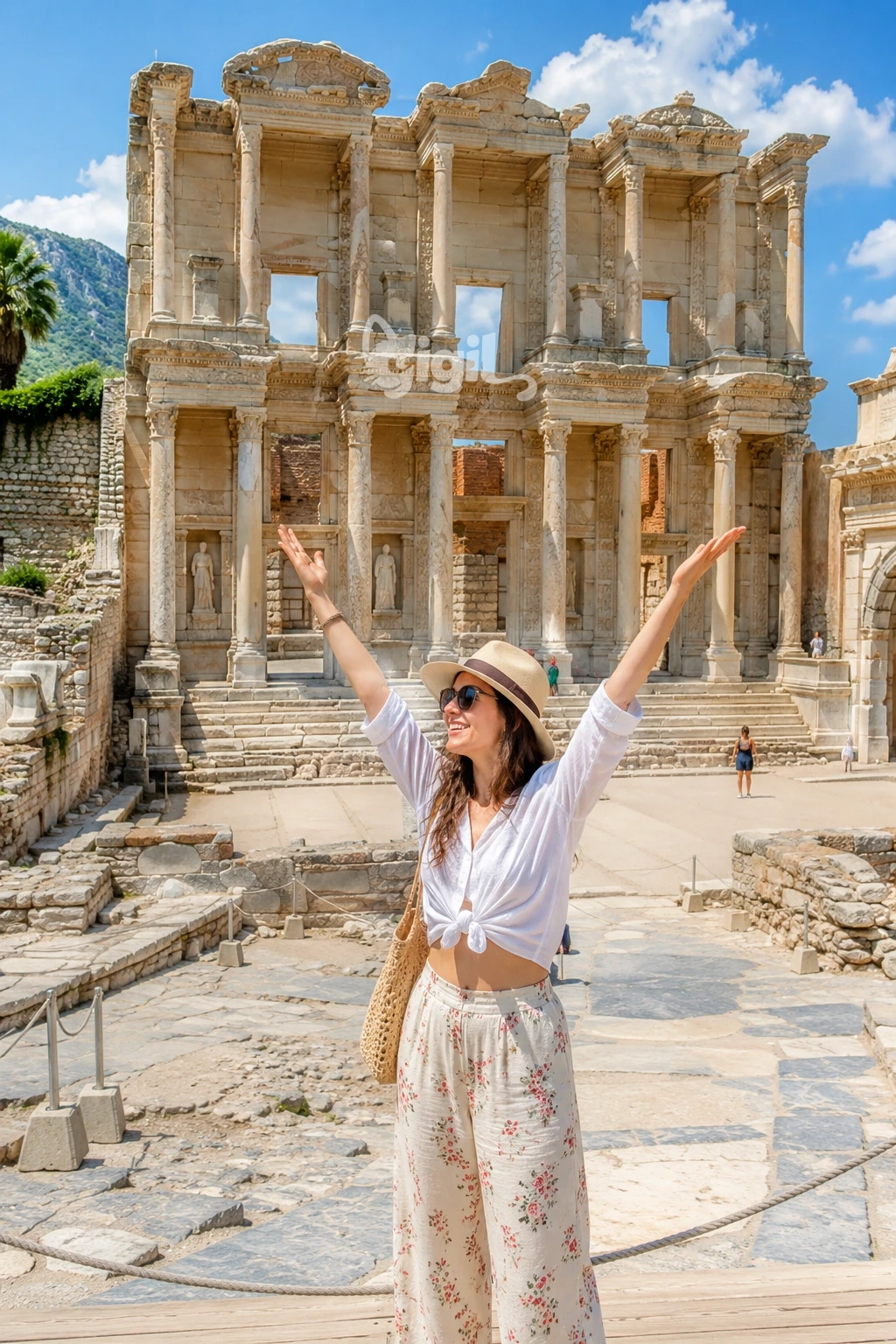 Layered Stone Face of Celsus Library