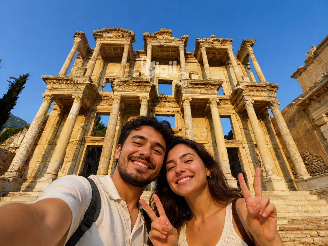 Marble Landmark View of Celsus Library