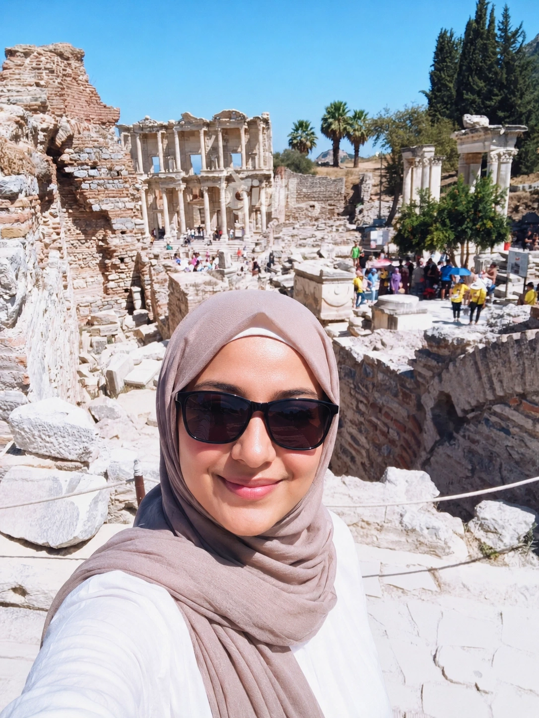 Marble Street and Celsus Library Facade