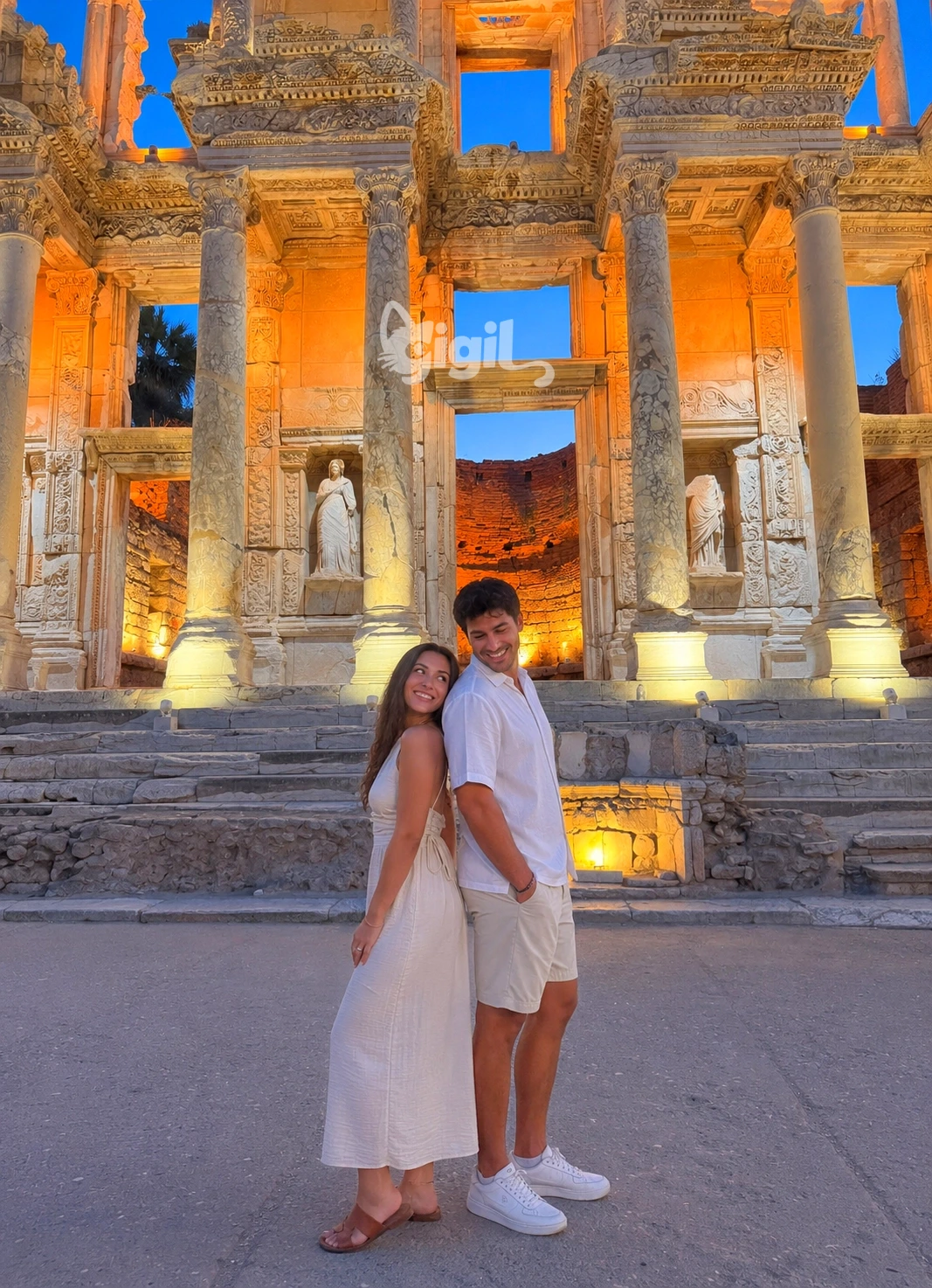 Wide Facade View of Celsus Library