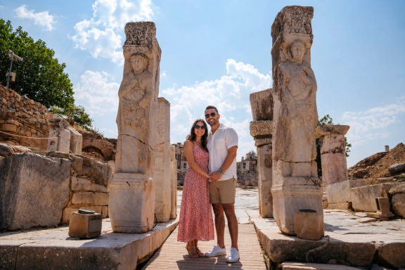 Private Overnight Bus Ephesus Ancient City & St. John Basilica Package from Kemer