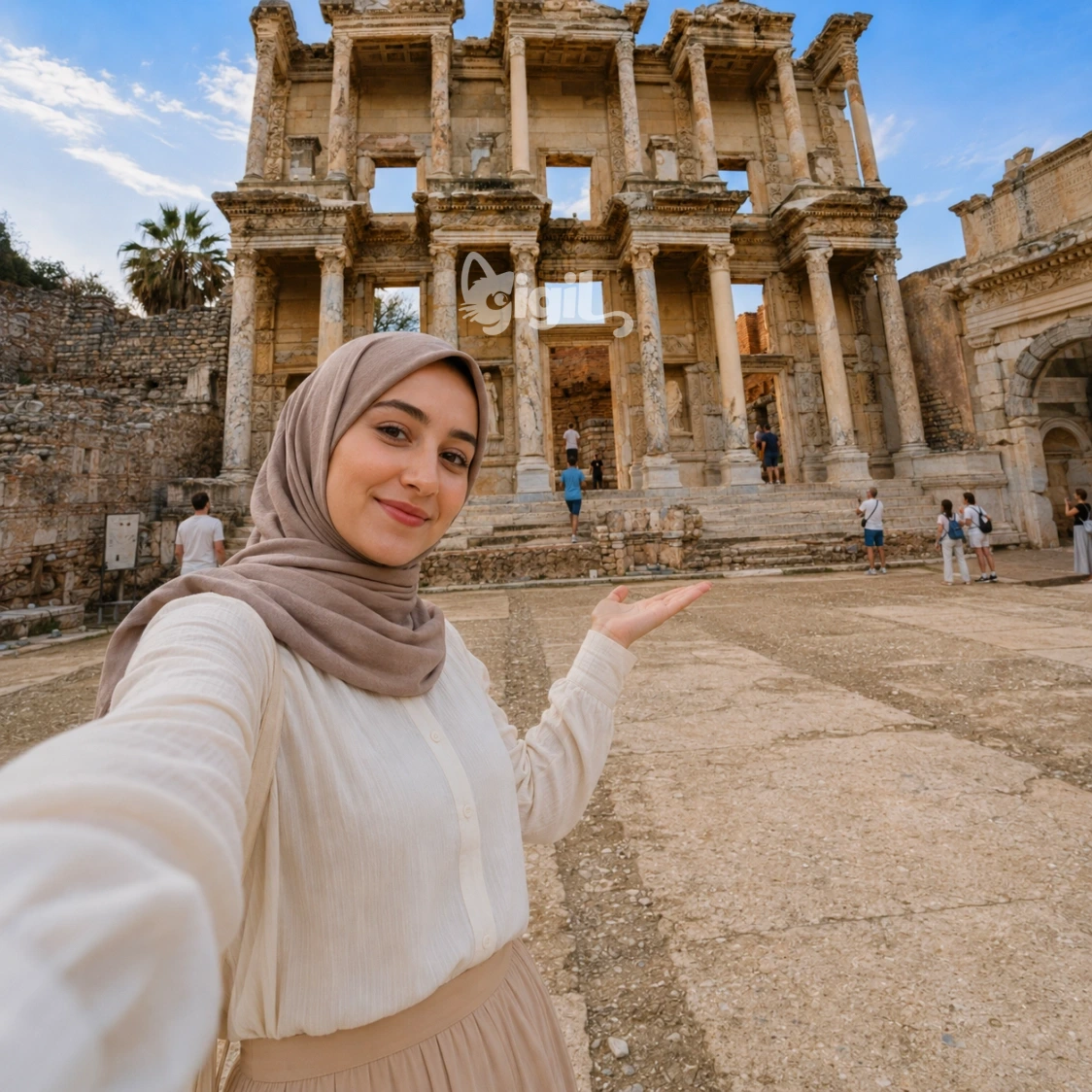 Visitor Scene at Celsus Library