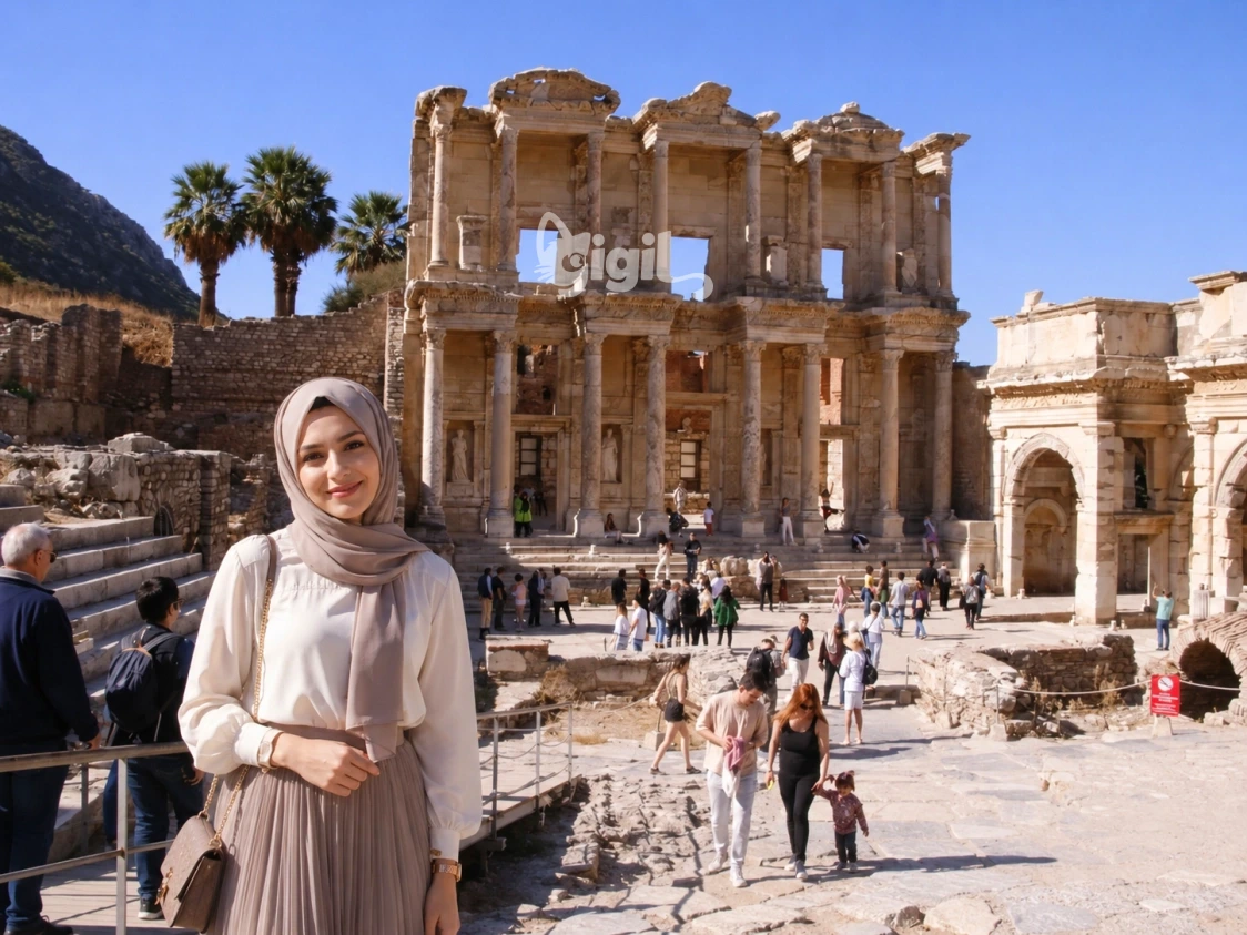 Celsus Library Column Rhythm and Stonework