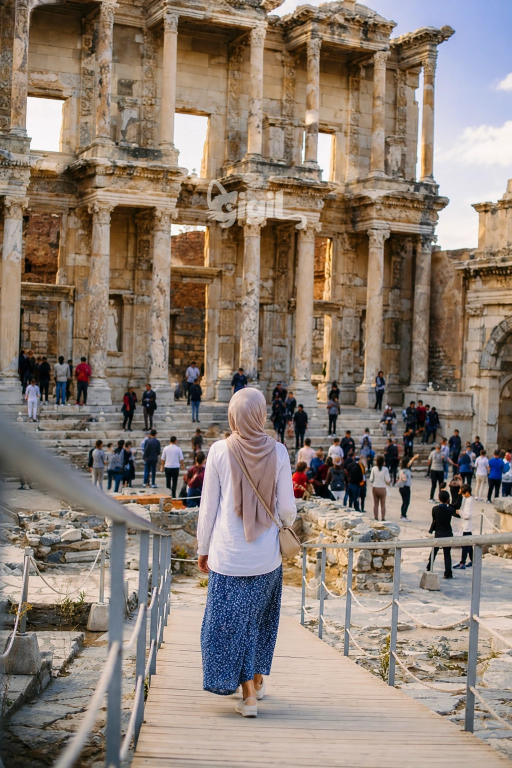 Celsus Library Facade and Ancient Paving