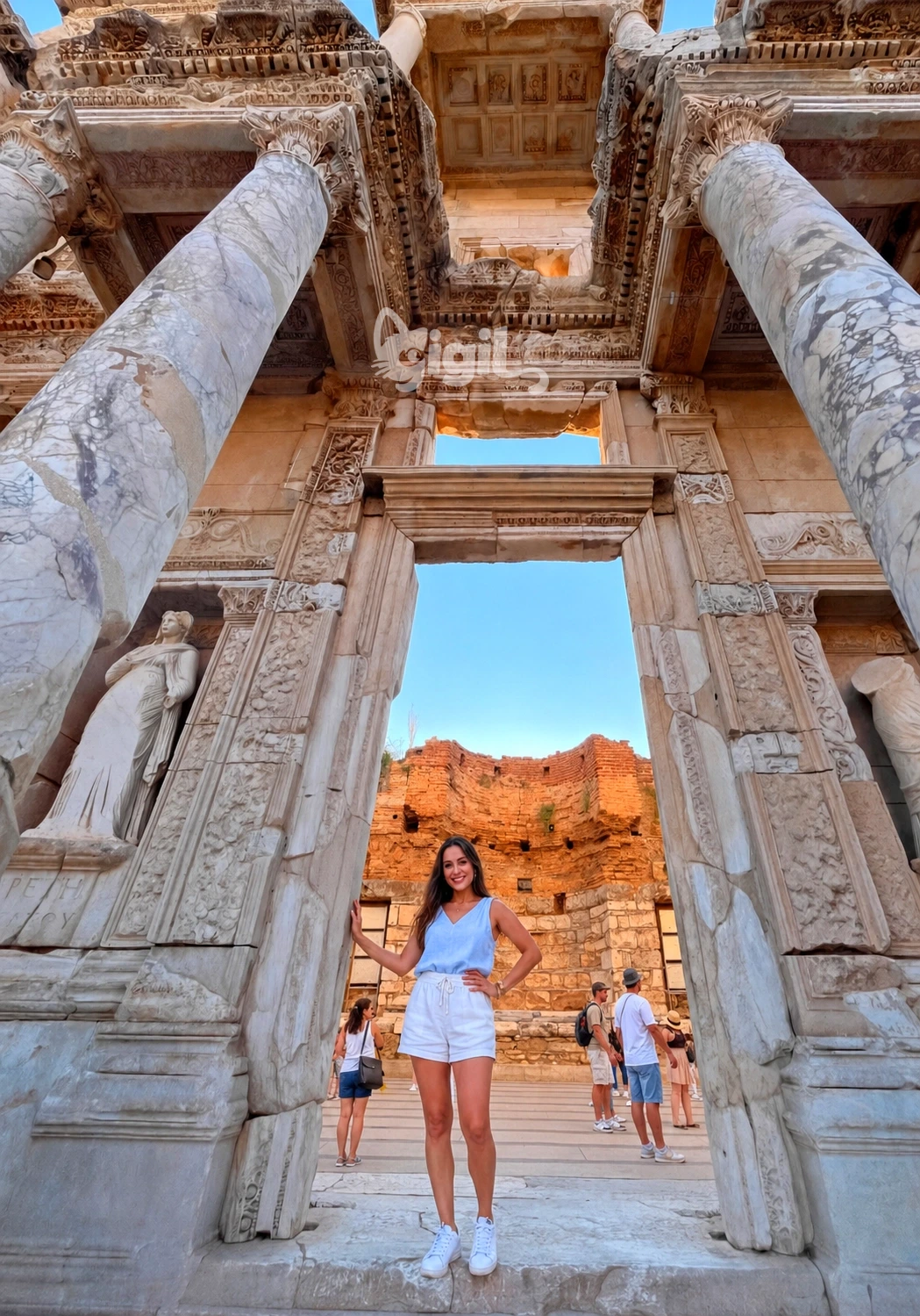 Celsus Library Facade from Below