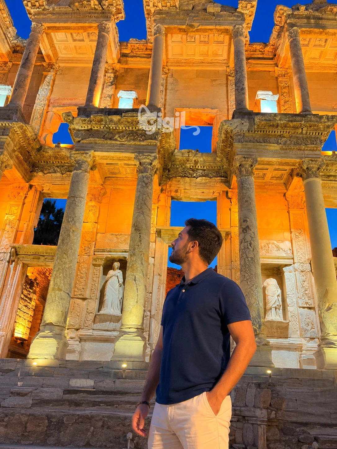 Ancient Library Scene in Ephesus