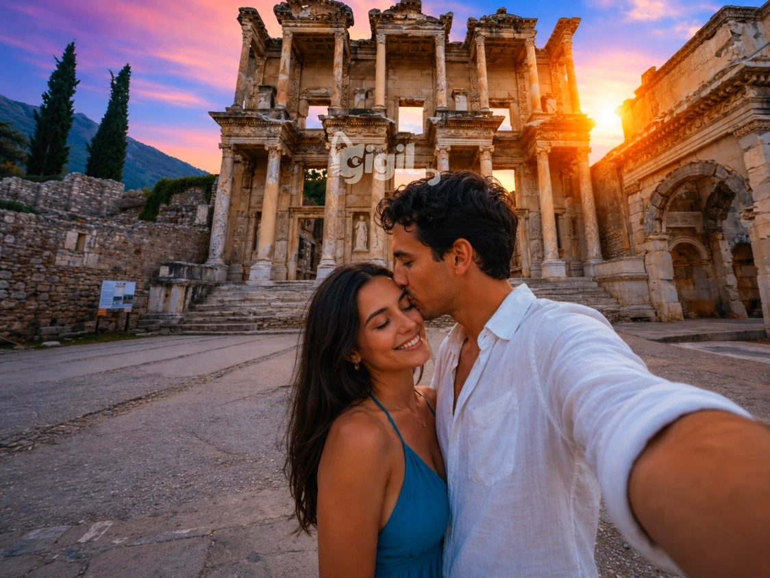 Ancient Street Angle on the Library of Celsus