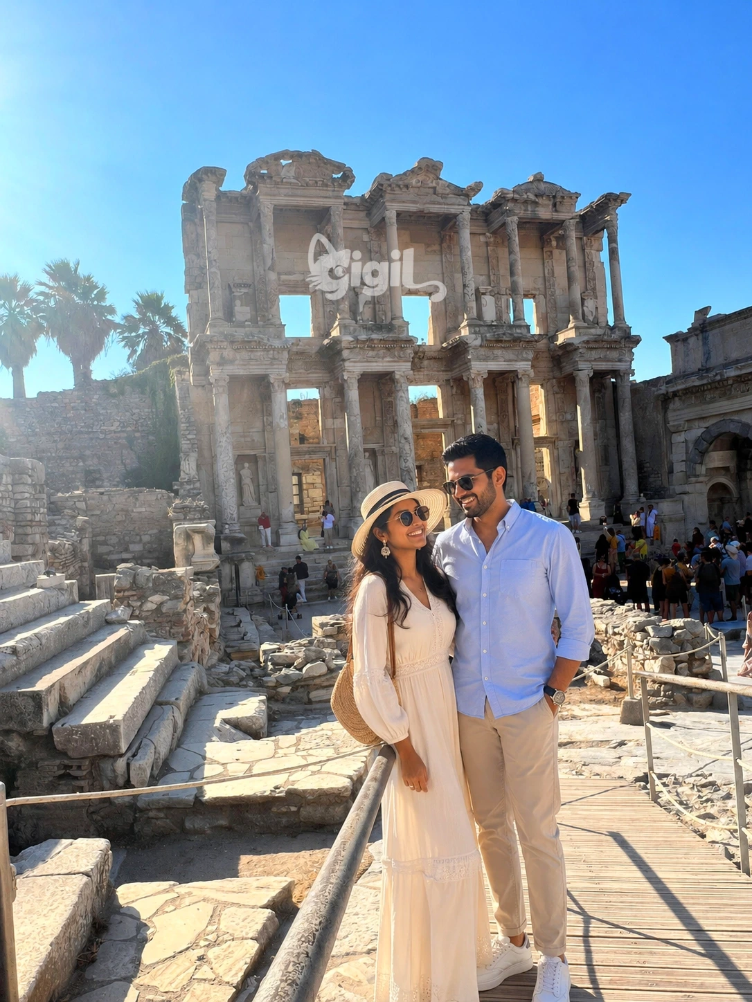 Library of Celsus Beside Marble Street