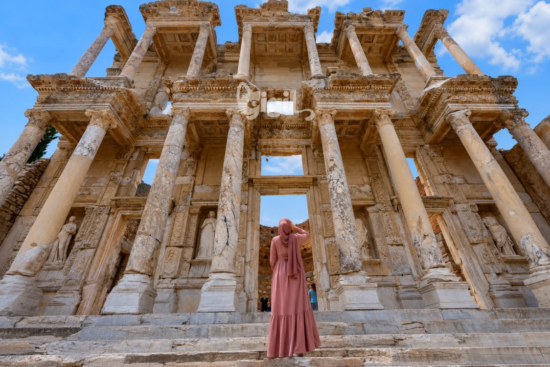 Celsus Library Cultural Landmark Scene