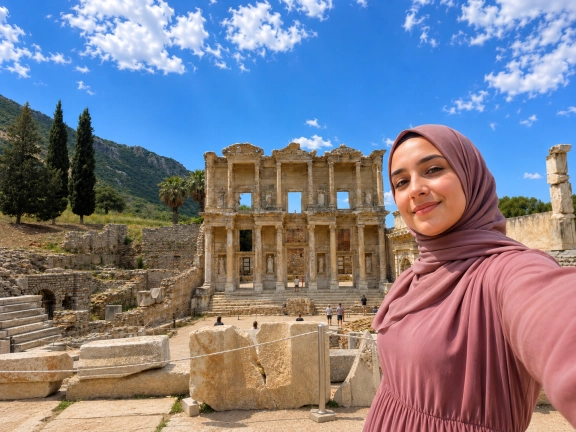 Celsus Library Facade Angle