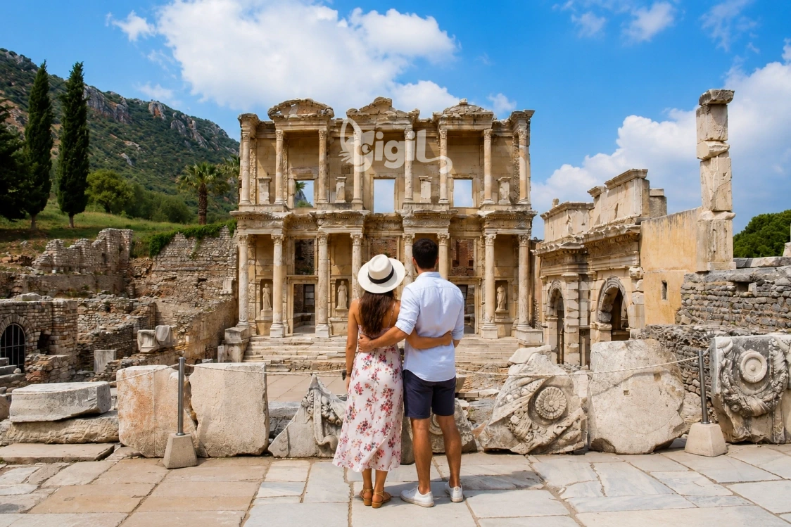 Celsus Library Marble Niches Close View