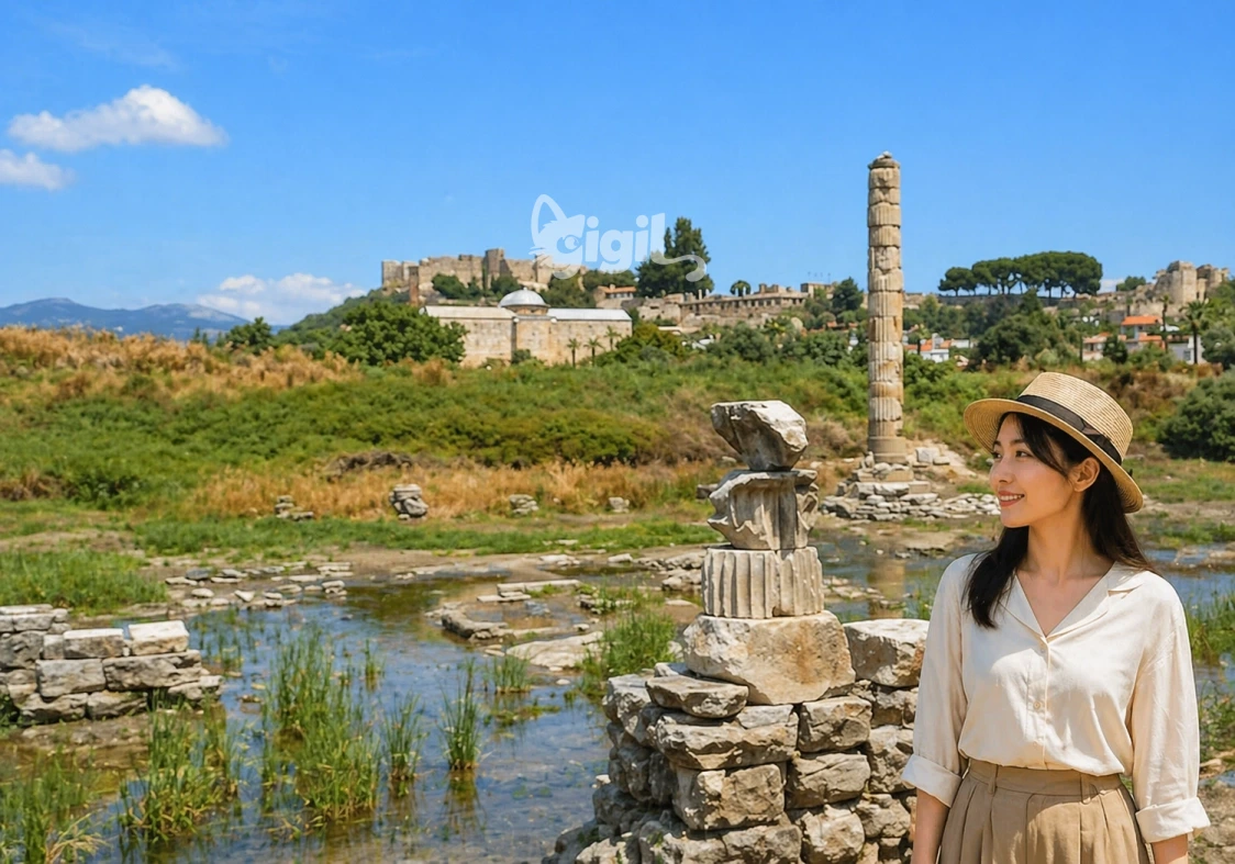 Temple of Artemis Column and Site Perspective