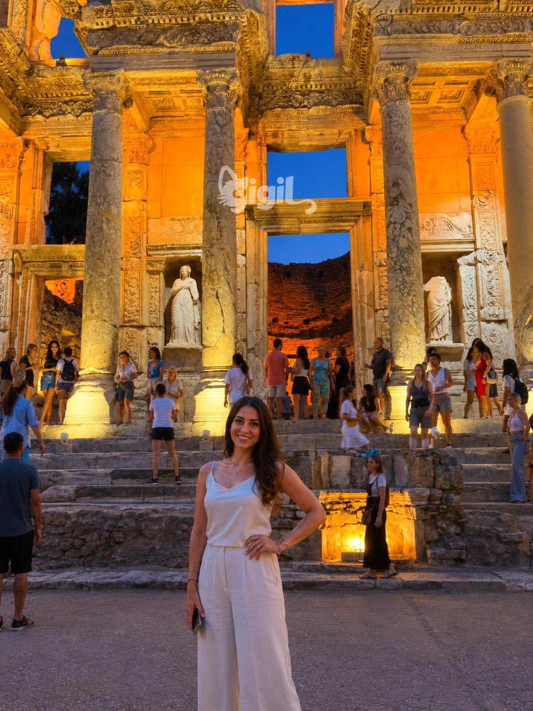 Celsus Library Bright Facade Detail