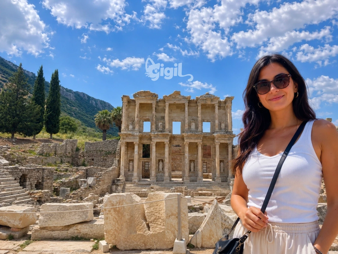Celsus Library Courtyard Side Angle