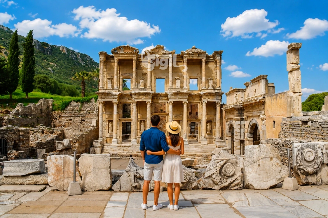 Celsus Library Layered Facade Composition
