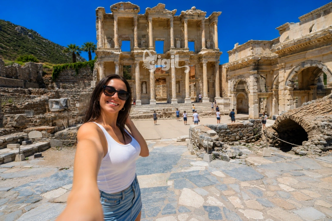 Ancient Library Scene in Ephesus