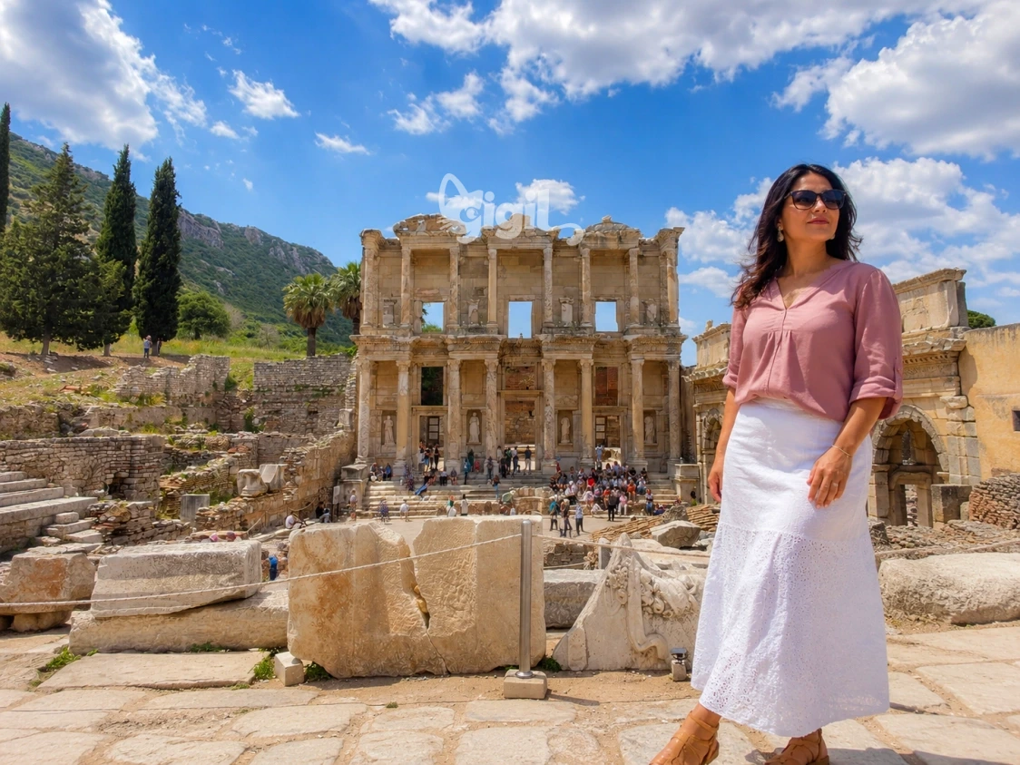Celsus Library Marble Architecture View