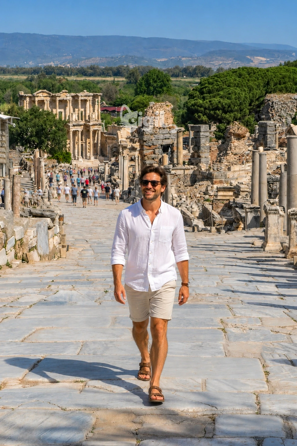 Curetes Street Stone Walkway View