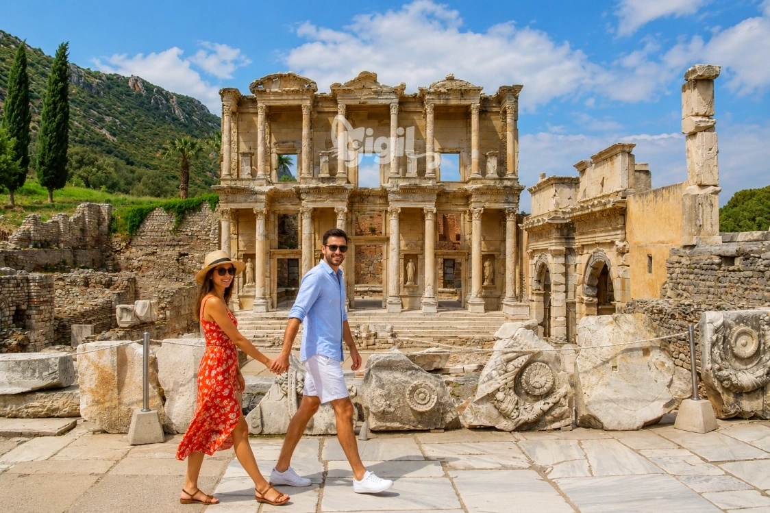 Library of Celsus Marble Landmark