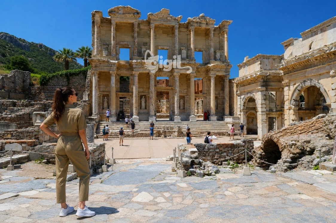 Celsus Library Classical Marble Facade