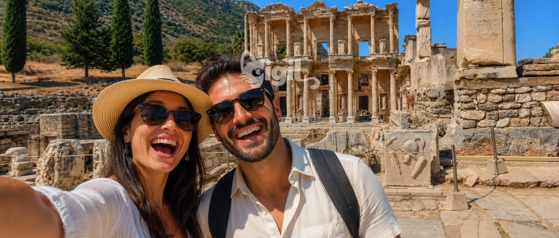 Celsus Library Detailed Stone Scene