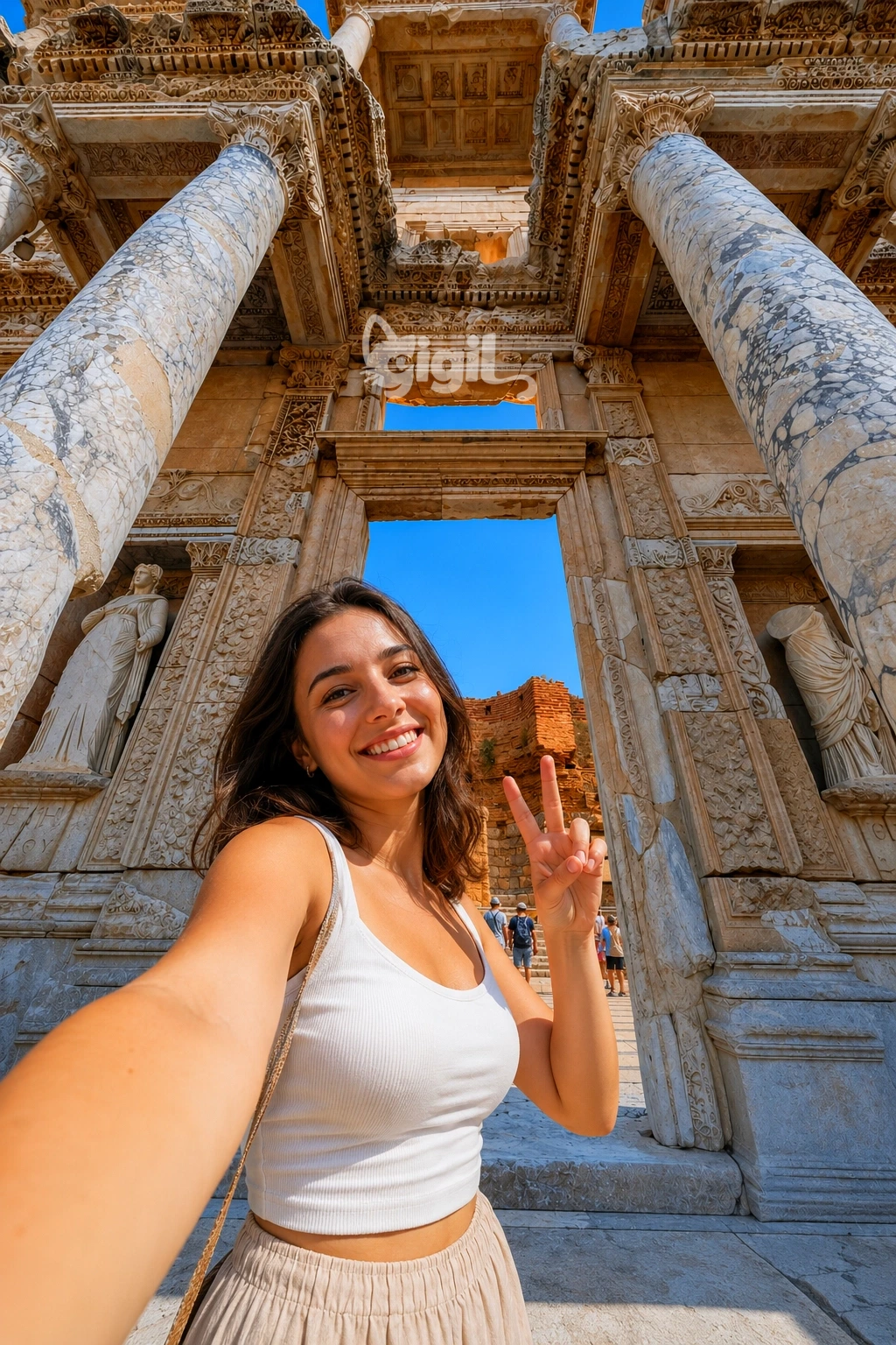 Celsus Library Marble Landmark View